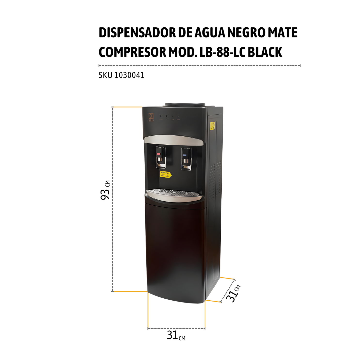 Dispensador de Agua Negro Mate Compresor Mod. LB-88-LC Black
