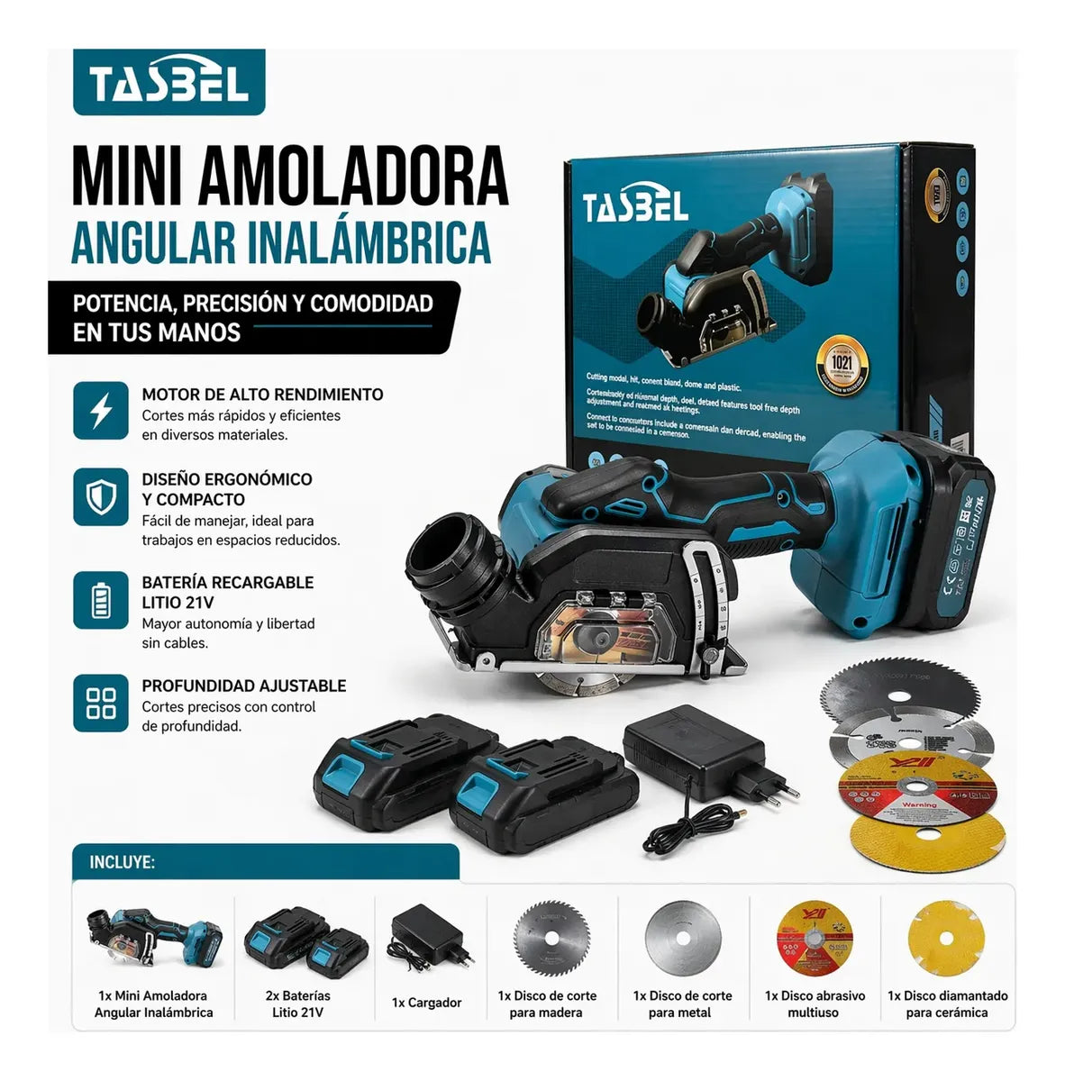 Mini Esmeril Amoladora Angular Inalámbrico + Baterias