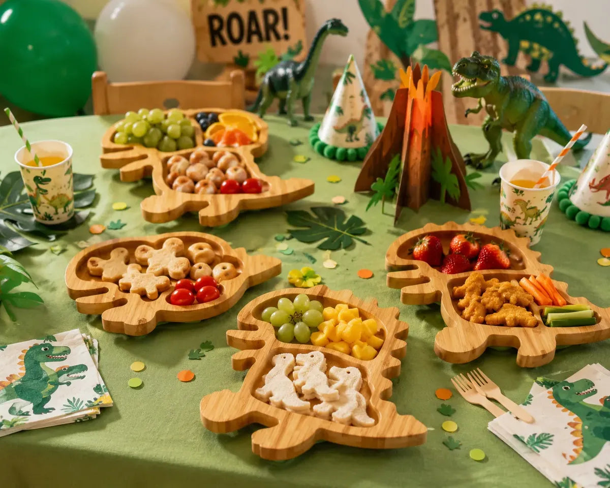 Tabla De Picoteo Bandeja Bambú Forma Dinosaurio Aperitivo