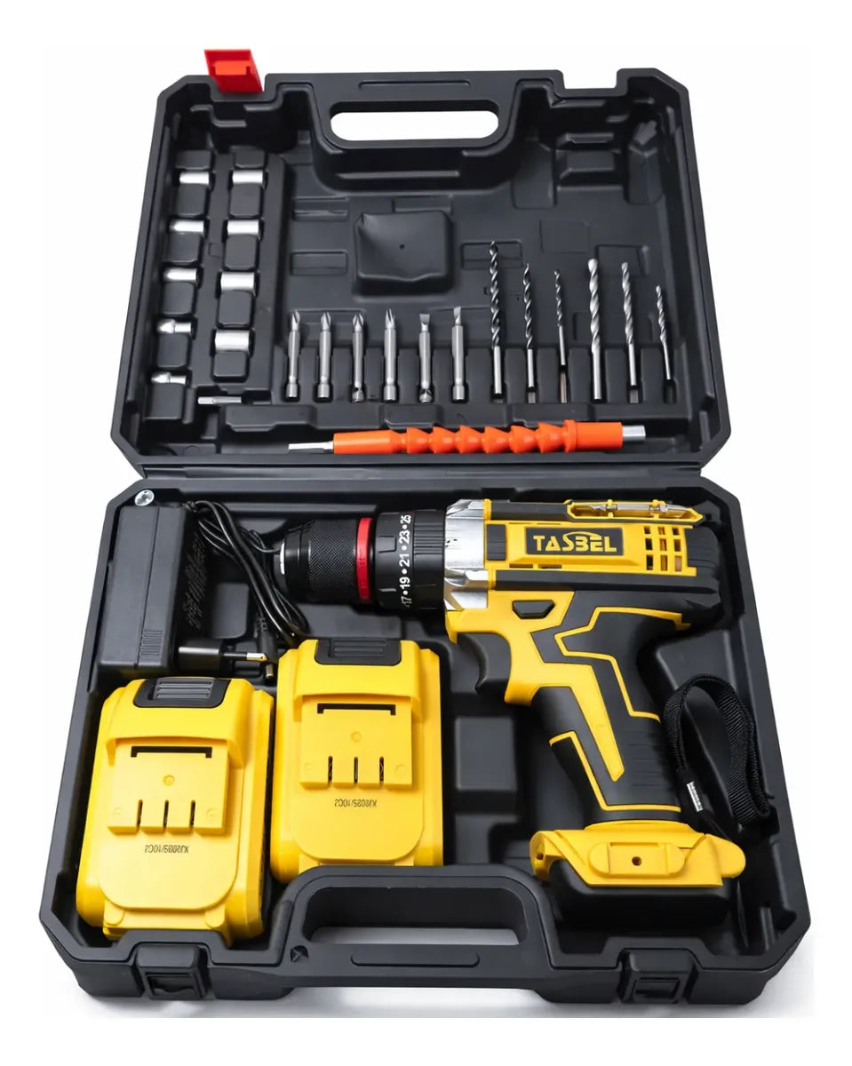Kit Taladro Inalambrico Con 2 Baterias Y Accesorios