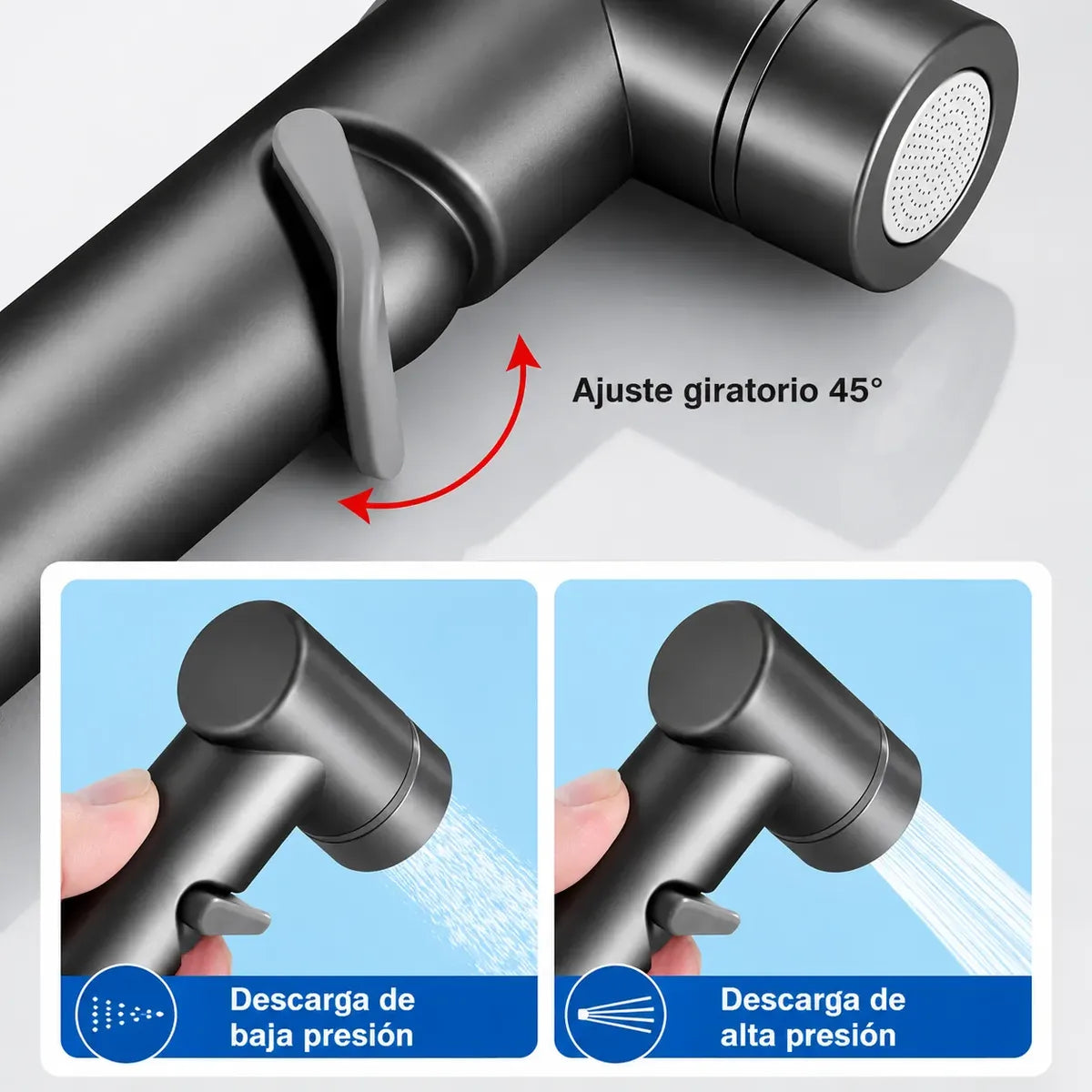 Ducha Higiénica Wc Bidet De Mano Con Manguera Espiral Baño