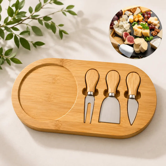Tabla De Picoteo Aperitivo Bambu Set De Cuchillos Queseros