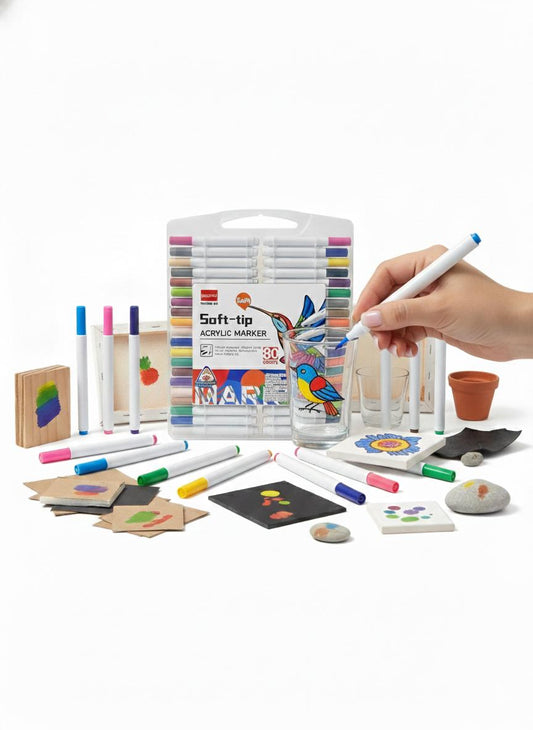 Set De Plumones Punta Fina 80 Pzas Totalmente Acrilica Acrilico Para Cualquier Superficie.