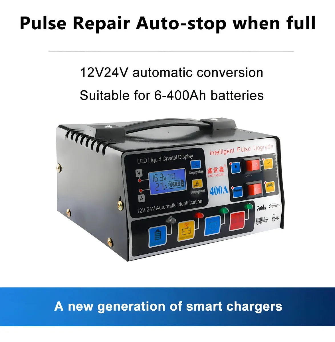 Cargador De Batería Automático Inteligente Auto Moto Camión