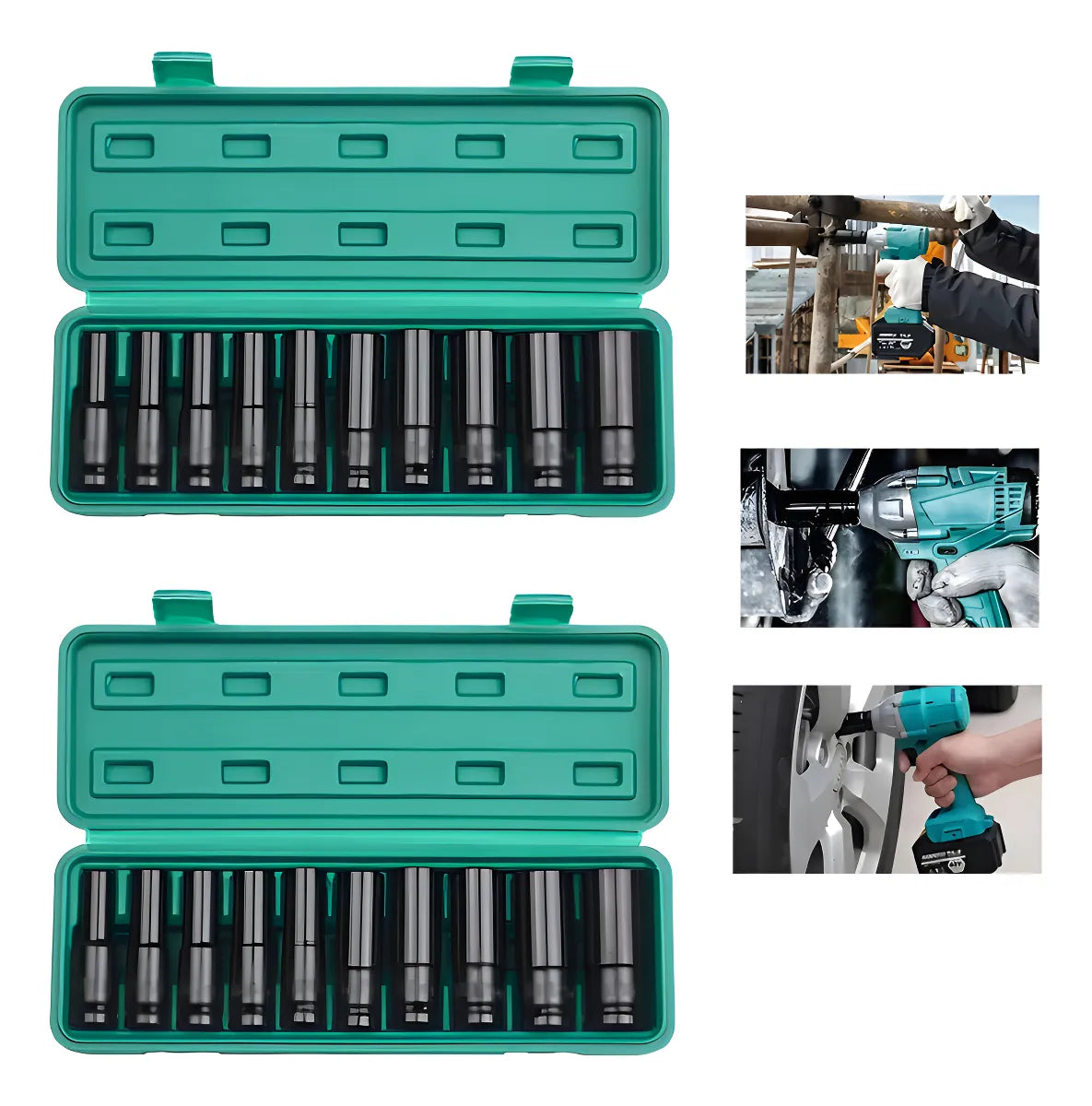 Juego Set Dados De Impacto 1/2, 10 Piezas De 10 A 24 Mm
