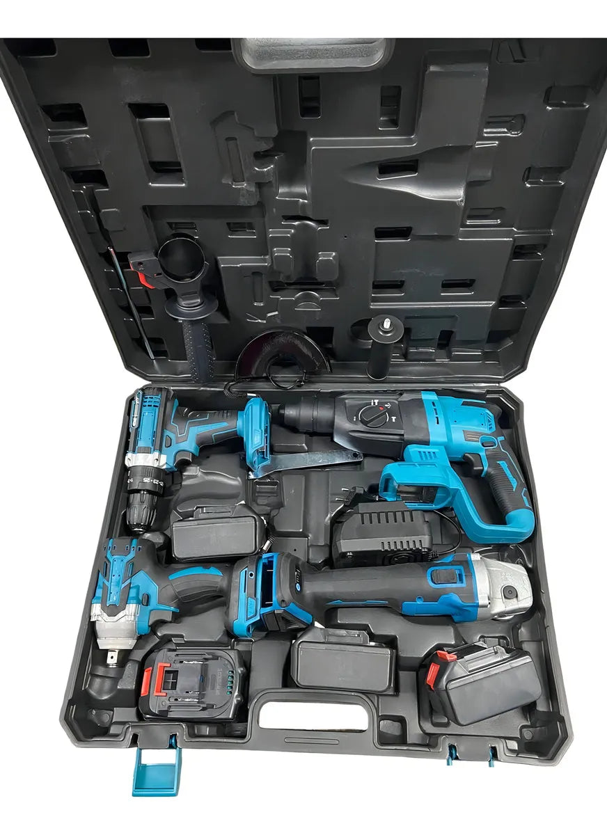 Kit De Herramientas Taladro,esmeril,rotomartillo,taladro+ 2 Baterias y Cargador