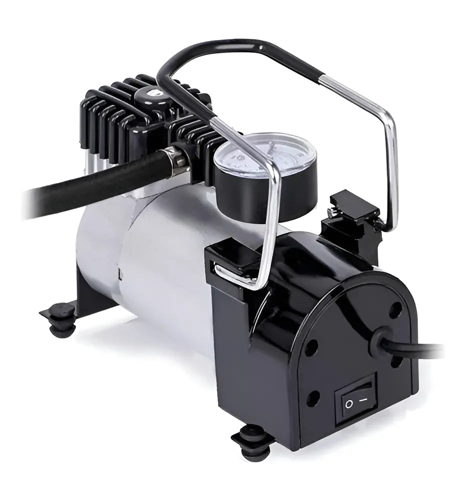 Compresor Aire Metalico Vehiculo Auto Moto Color Plateado