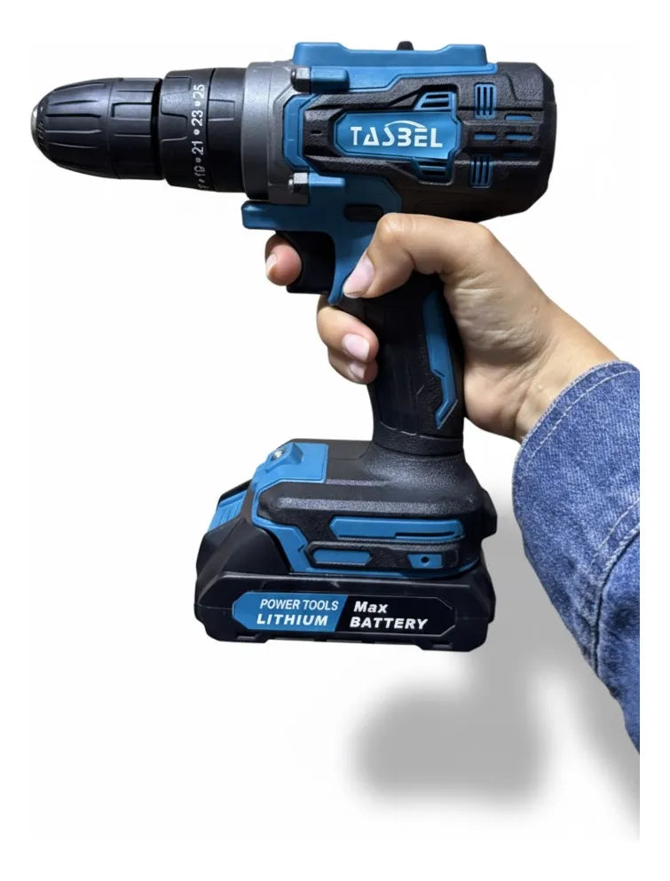 Taladro Atornillador Inalambrico Accesorios + 2 Baterias Azul