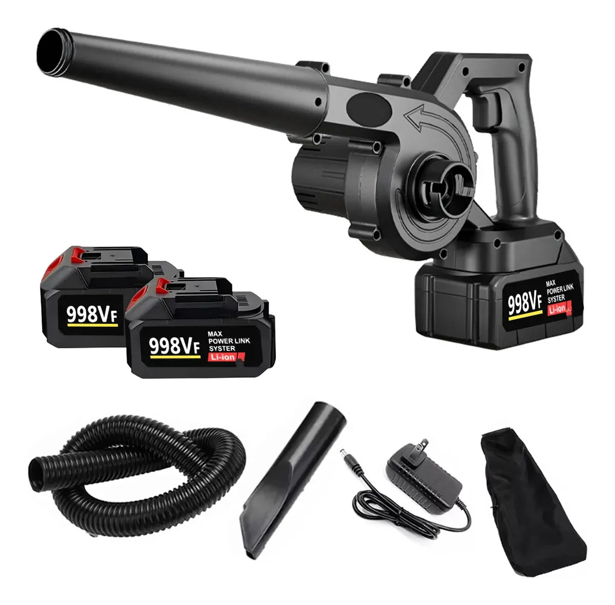 Sopladora Inalambrica Portátil Eléctrica Portát + 2 Baterias Negro