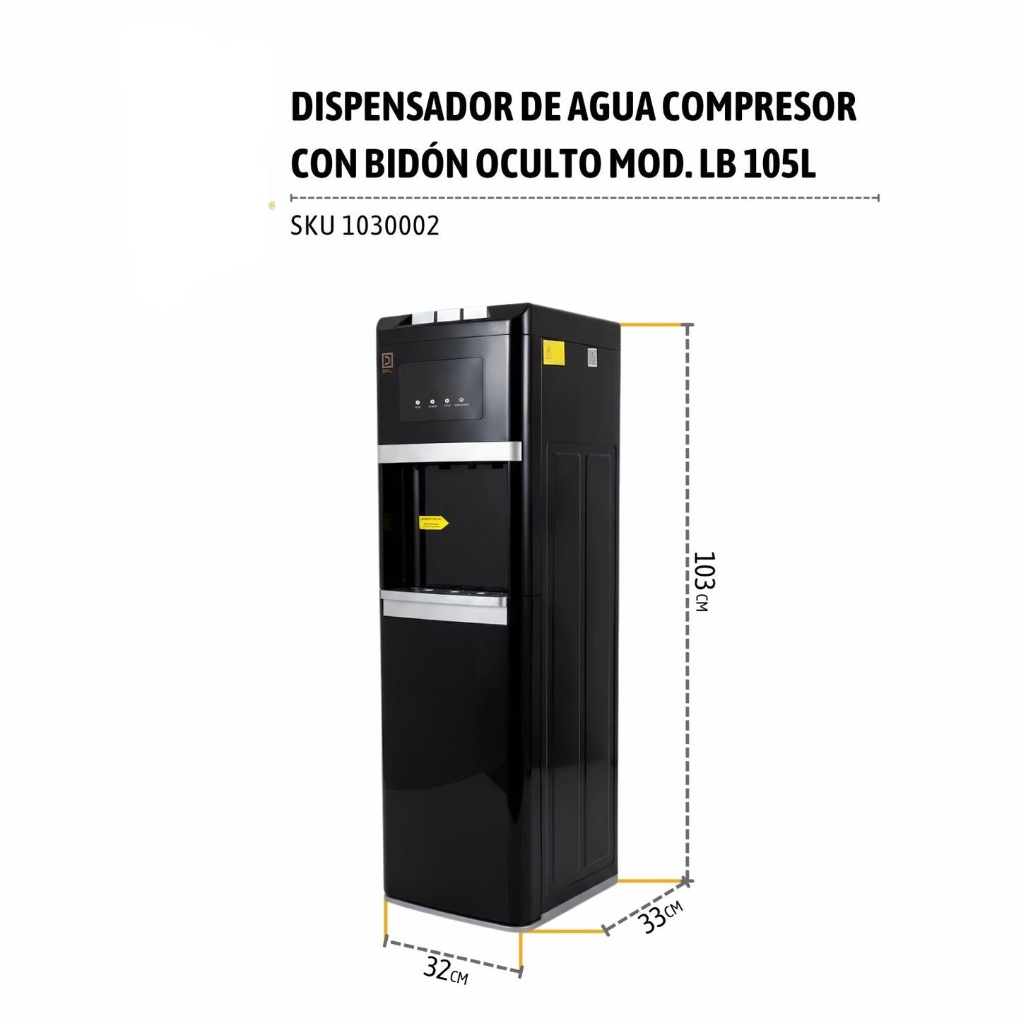 Dispensador Bidón Oculto de Compresor Mod. LB 105L Black