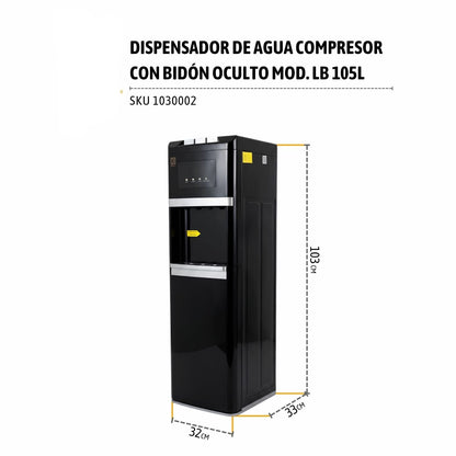 Dispensador Bidón Oculto de Compresor Mod. LB 105L Black