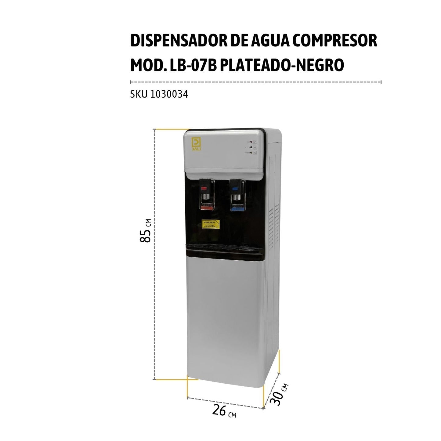 Dispensador de Agua Purificada Compresor Mod. LB-07B Plateado-Negro