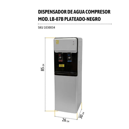 Dispensador de Agua Purificada Compresor Mod. LB-07B Plateado-Negro