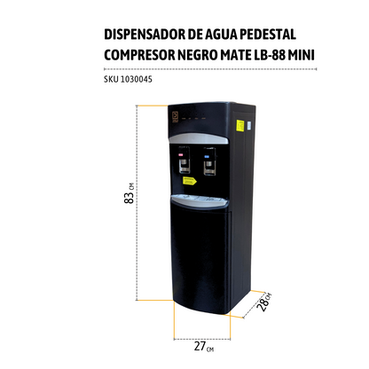Dispensador de Agua Pedestal Compresor Negro Mate LB-88 Mini