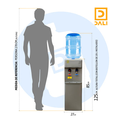 Dispensador de Agua Purificada Compresor Pedestal Mod. LB-07B Gris Acero