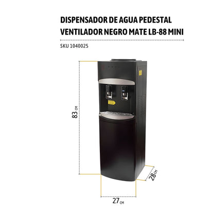 Dispensador de Agua Pedestal Ventilador Negro Mate LB-88 Mini