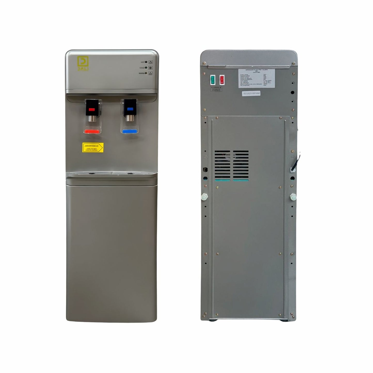 Dispensador de Agua Eléctrico Ventilador Pedestal Mod. LB-07D Gris Acero
