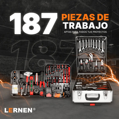 Kit Herramientas Manuales Pro Lernen 187p Maletín Portáril