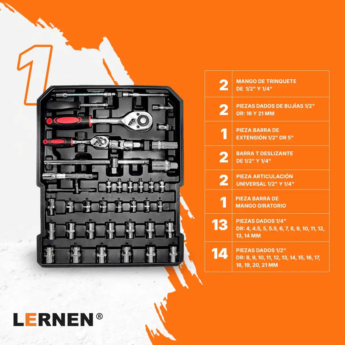 Kit Herramientas Manuales Pro Lernen 187p Maletín Portáril