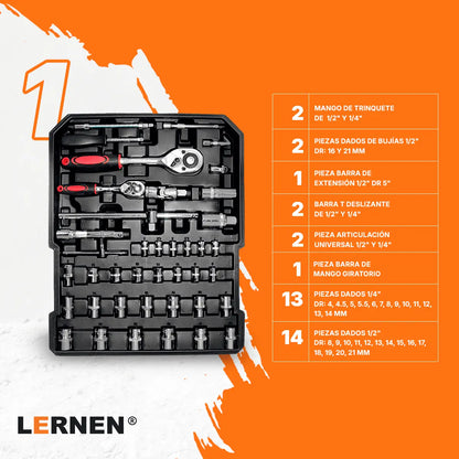 Kit Herramientas Manuales Pro Lernen 187p Maletín Portáril