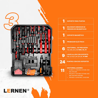 Kit Herramientas Manuales Pro Lernen 187p Maletín Portáril