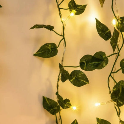Enredadera Hojas Con Cortina De Luces Solar Decorativa
