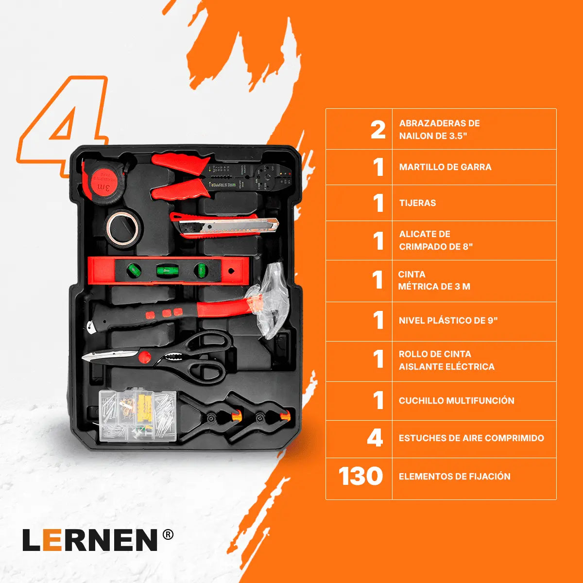 Kit Herramientas Manuales Pro Lernen 187p Maletín Portáril