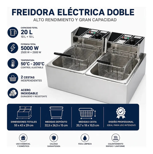 Freidora Electrica Eoland Capacidad 6 Litro Aceite Industrial Papas Fritas