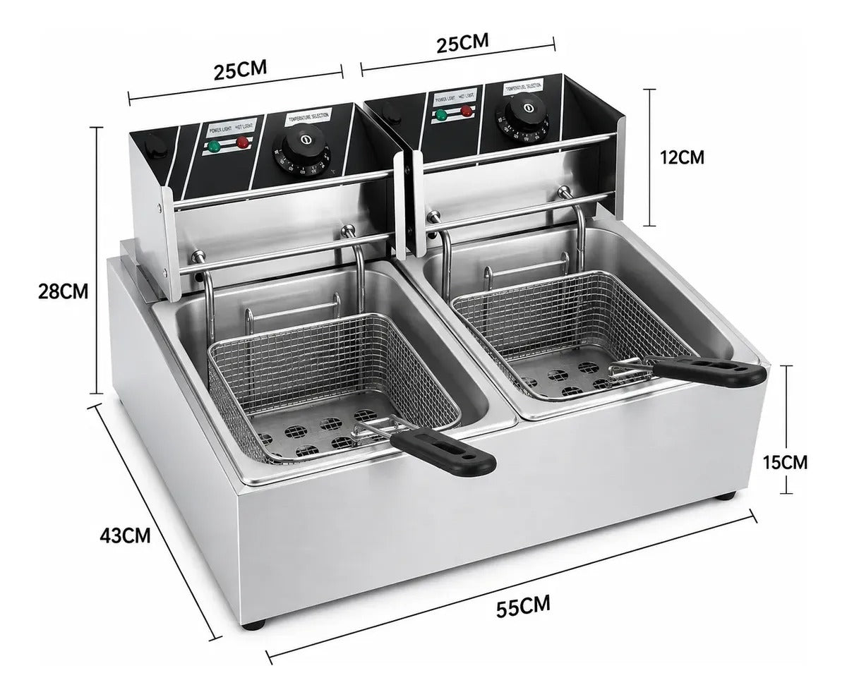 Freidora Electrica Eoland Capacidad 6 Litro Aceite Industrial Papas Fritas