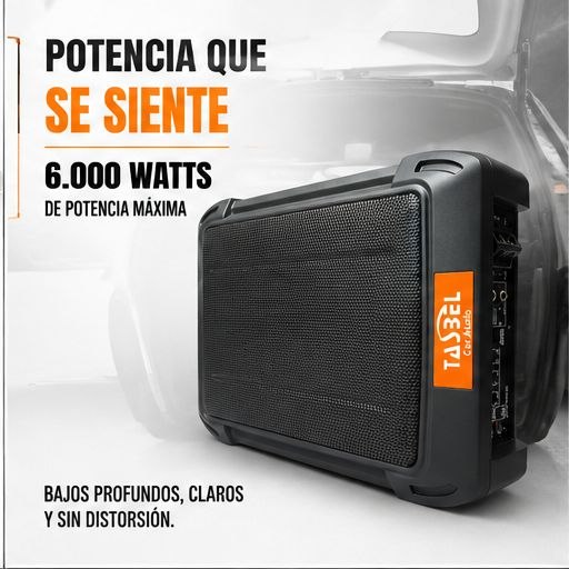 Subwoofer Activo TASBEL TA-011 8” x 12” 6000W Máx Compacto para Auto