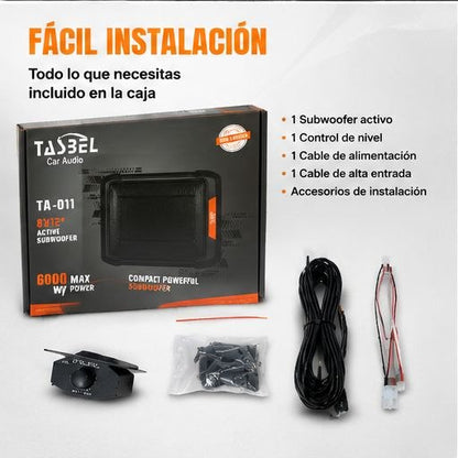 Subwoofer Activo TASBEL TA-011 8” x 12” 6000W Máx Compacto para Auto