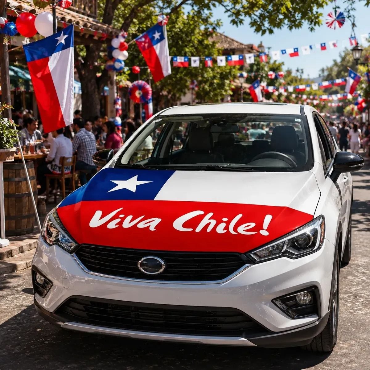 Cubre Capó Auto Decorativo Protector Para Fiestas Patrias