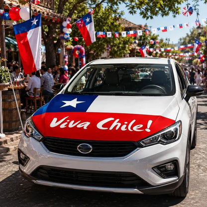 Cubre Capó Auto Decorativo Protector Para Fiestas Patrias