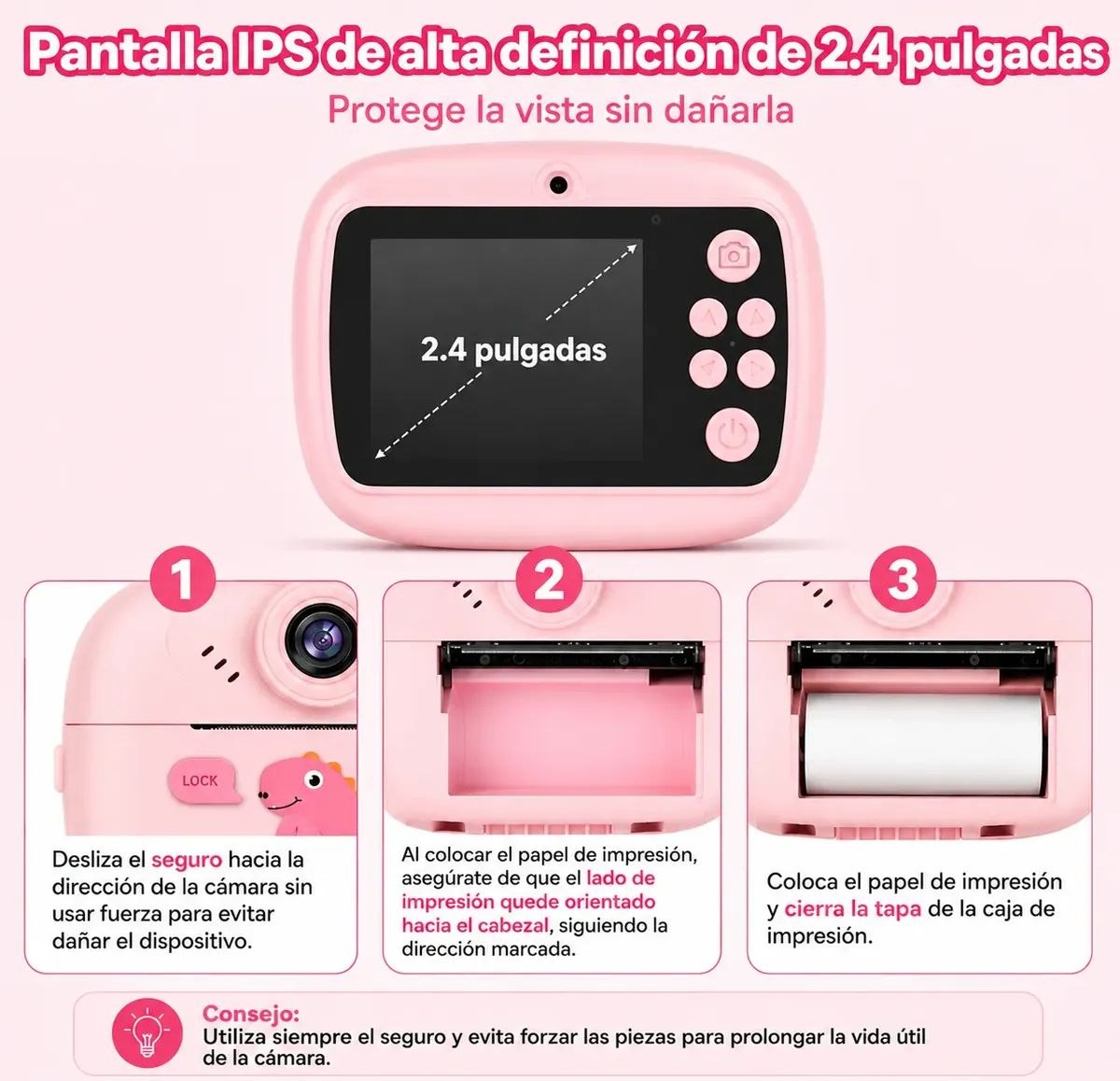 Cámara Fotos Instantáneas Infantil Impresión Digital Niños