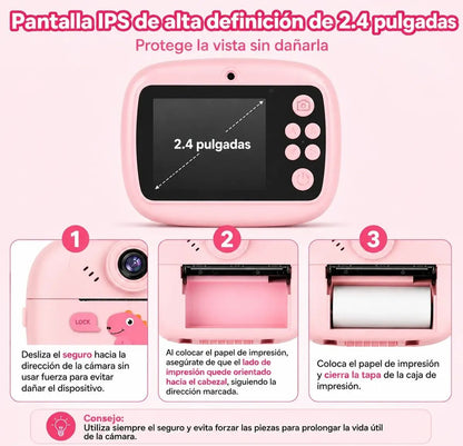 Cámara Fotos Instantáneas Infantil Impresión Digital Niños