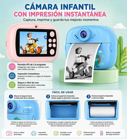 Cámara Fotos Instantáneas Infantil Impresión Digital Niños