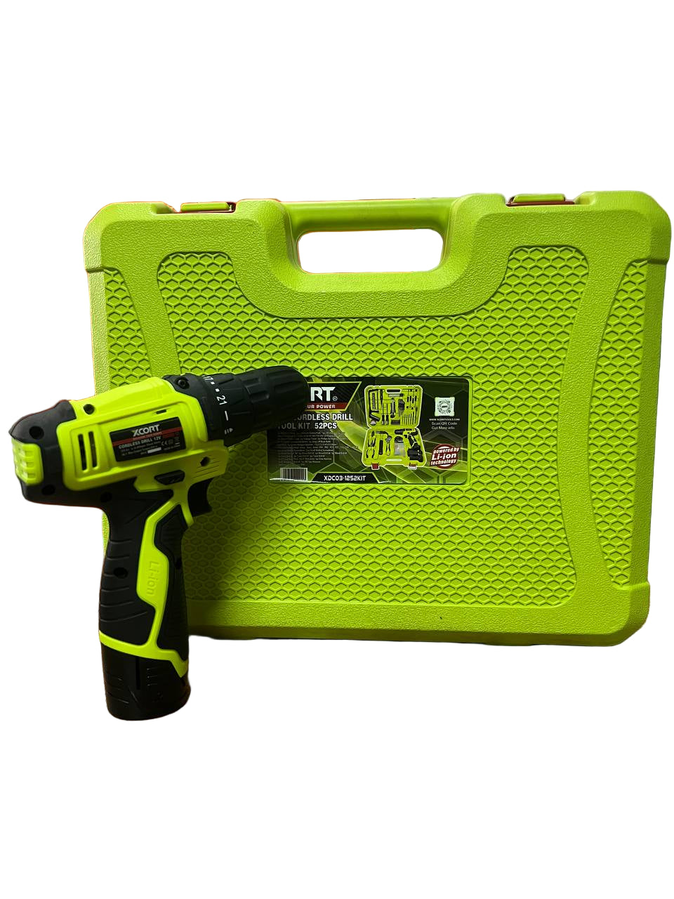 Kit Taladro Inalámbrico 12v Xcort Mod. Xdc08-12s Verde Lima