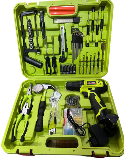 Kit Taladro Inalámbrico 12v Xcort Mod. Xdc08-12s Verde Lima