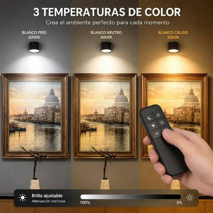 Lámpara Aplique Led Inalámbrica 3 Tonos Con Control Remoto