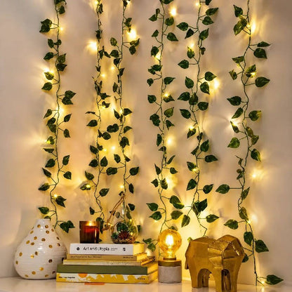 Enredadera Hojas Con Cortina De Luces Solar Decorativa