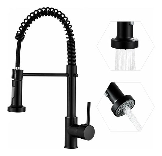 Grifo Para Cocina Llave Negro Mate Flexible 2 Modos