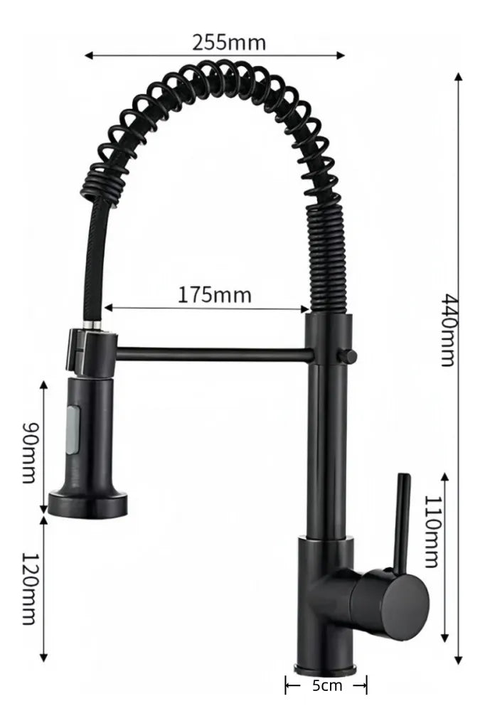 Grifo Para Cocina Llave Negro Mate Flexible 2 Modos