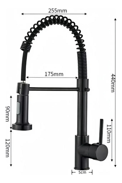 Grifo Para Cocina Llave Negro Mate Flexible 2 Modos