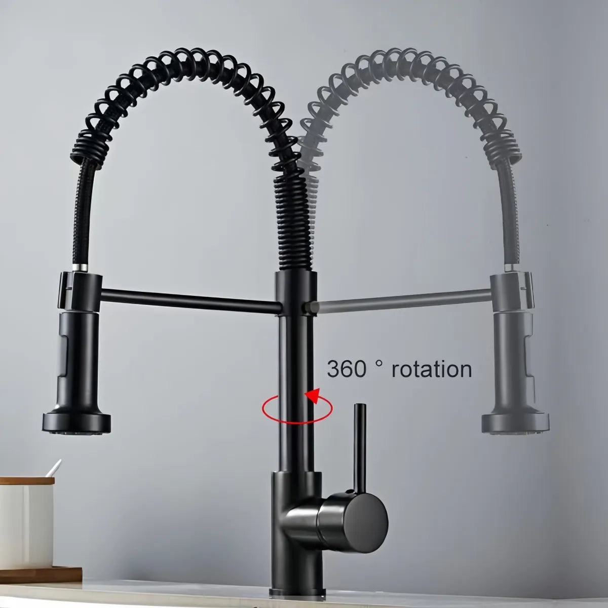 Grifo Para Cocina Llave Negro Mate Flexible 2 Modos
