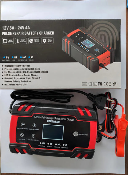 Rápida Cargador de Batería Auto y Moto 12v 24v Inteligent Anhtczyx J30 Rojo