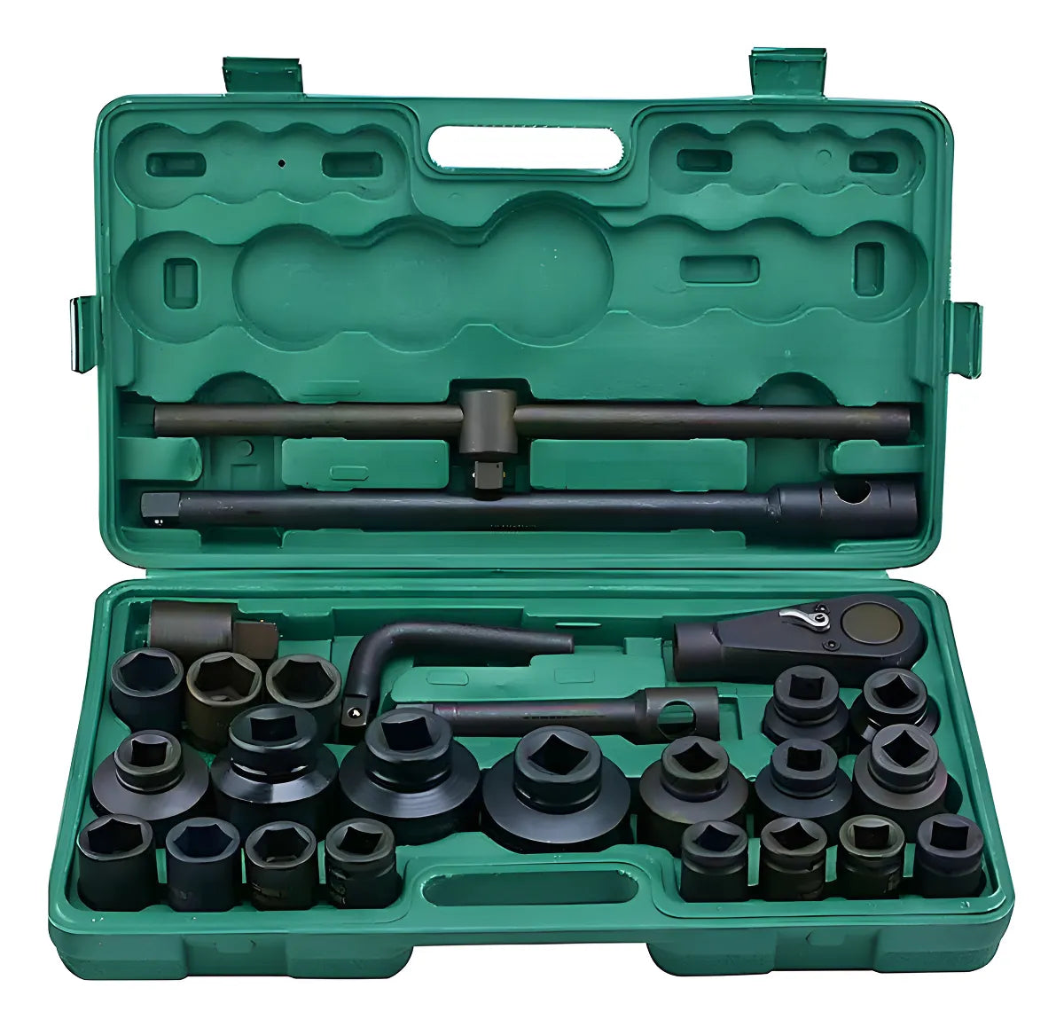 Set Dados De Impacto 1'' Y 3/4 Profesional 26 Piezas Verde Oscuro
