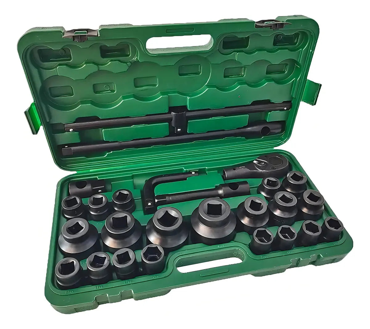 Set Dados De Impacto 1'' Y 3/4 Profesional 26 Piezas Verde Oscuro