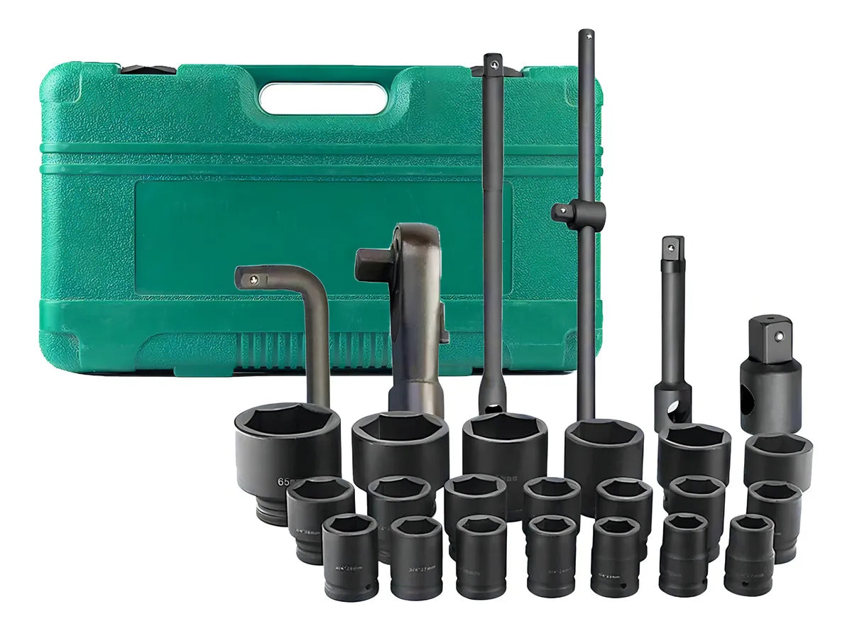 Set Dados De Impacto 1'' Y 3/4 Profesional 26 Piezas Verde Oscuro
