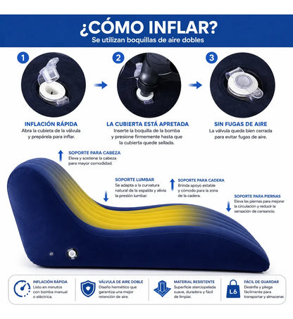 Sillon Inflable Reposera Tumbona Afelpada De Descanso 100kg