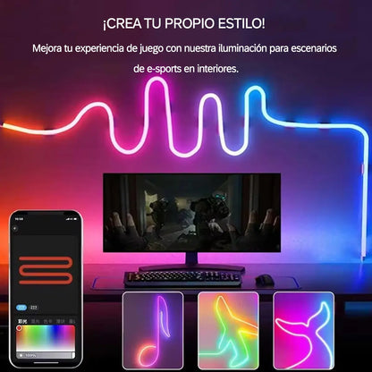 Tira Led Neon Rgbic 5 M Ip68 Usb Bluetooth Control Interior